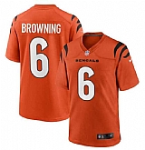 Men & Women & Youth Cincinnati Bengals #6 Jake Browning Orange Stitched Game Jersey,baseball caps,new era cap wholesale,wholesale hats